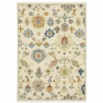 HomeRoots Beige Gold Pink Rust And Green Oriental Power Loom Stain Resistant Area Rug