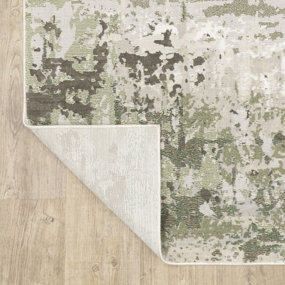 HomeRoots 508568 2 x 8 ft. Beige Gray Brown & Sage Green Abstract Power Loom Stain Resistant Runner Area Rug