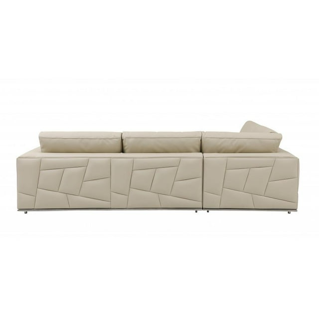 HomeRoots Beige Italian Leather Reclining L Shaped Two Piece Corner Sectional