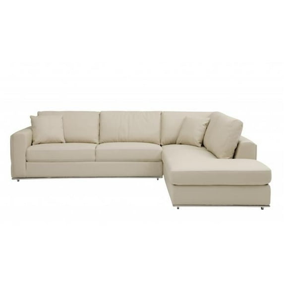 Beige Deco Tufted Italian Leather Modular L Shape Two Piece Corner Sectional