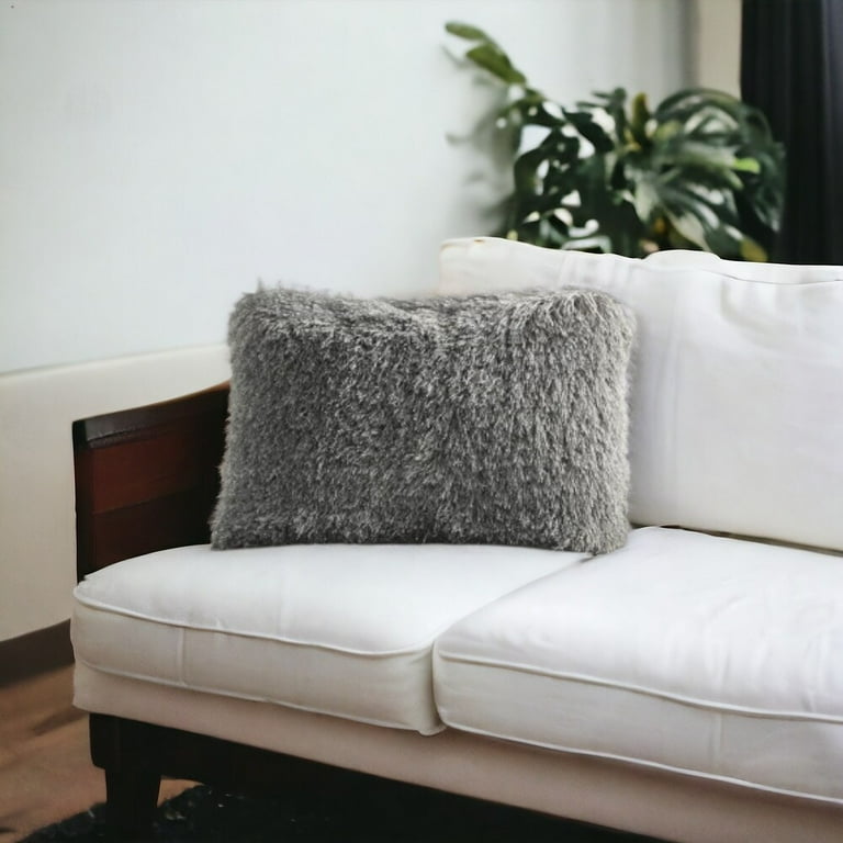Beige Super Shaggy Throw Pillow Beige Super Shaggy Throw Pillow