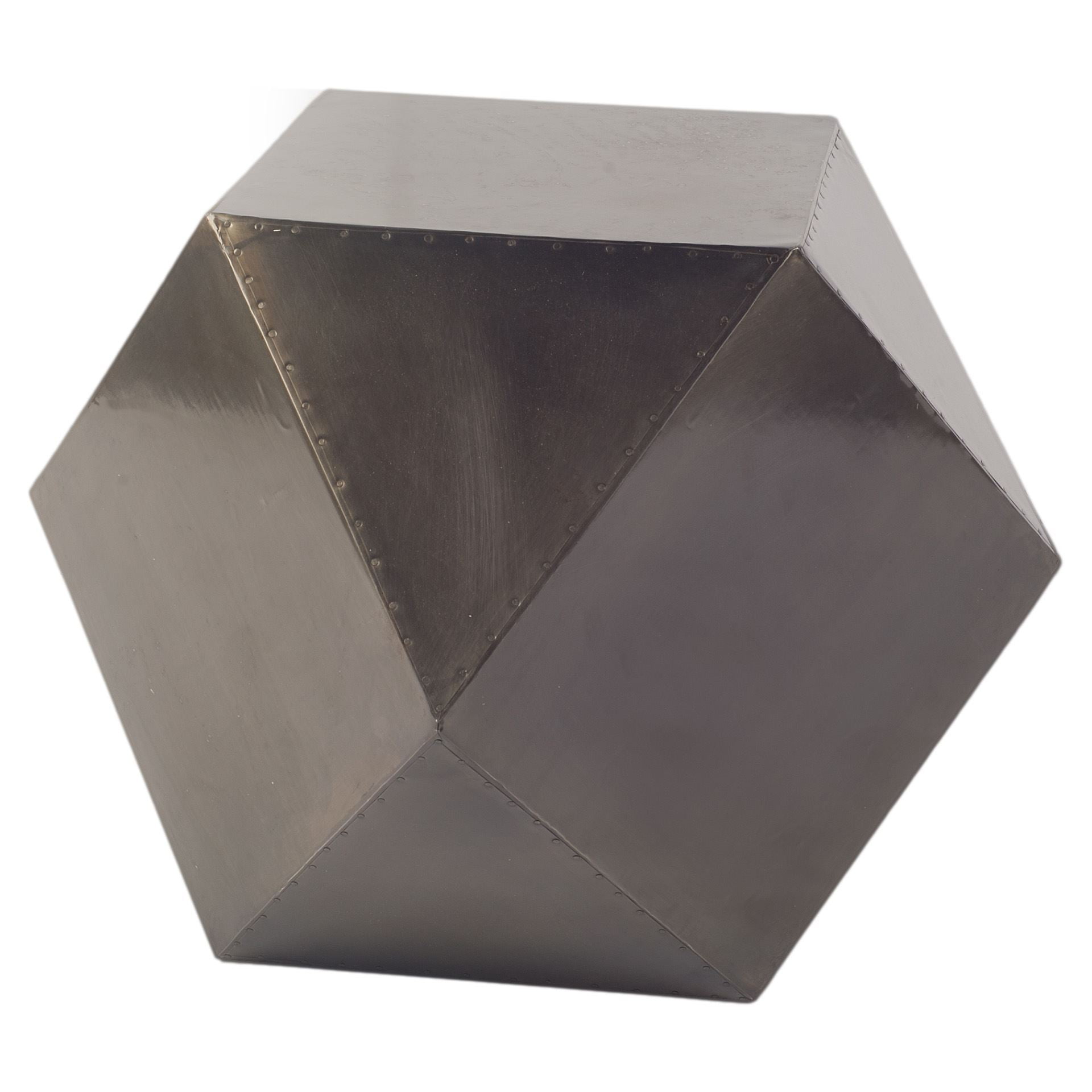 Black Iron Plated End Table With Nail Head Detail Hexagonal Black Iron Plated End Table With Nail Head Detail Hexagonal