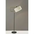 thumbnail image 1 of Black Metal Floor Lamp with Brass Adjustable Swing Arm and Drum Shade, 1 of 2