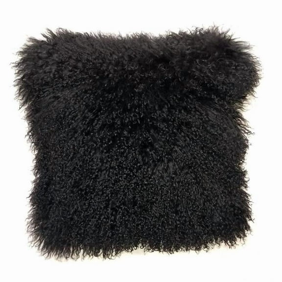 HomeRoots 334373 Black Tibetan Lamb Pillow