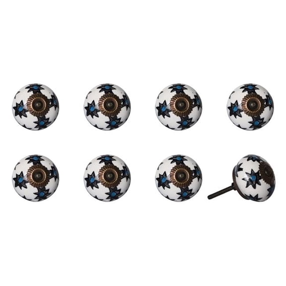 HomeRoots 544406 Black & White Ceramic & Metal Drawer Pull Knobs - Set of 8