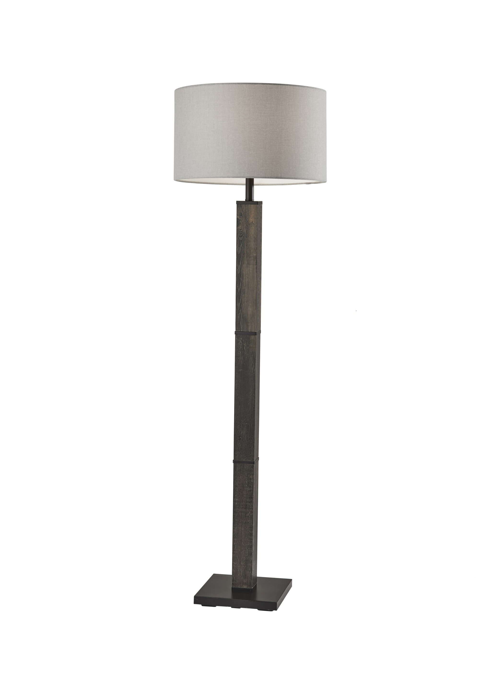 Elegant Black Metal Floor Lamp with Off-White Fabric Shade