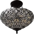 thumbnail image 1 of Black and Gray Tiffany Style Two Light Glass Dimmable Semi Flush Ceiling Light, 1 of 6