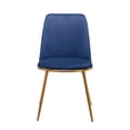 thumbnail image 1 of Blue And Gold Velvet and Metal Dining Side Chair, 1 of 9