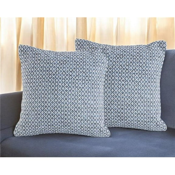 HomeRoots 554596 Blue Chevron Cotton Throw Pillow - Set of 2