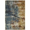 thumbnail image 1 of 5' X 7' Blue Gold Teal Rust Grey And Beige Abstract Power Loom Stain Resistant Area Rug, 1 of 10