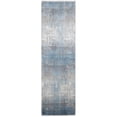 thumbnail image 1 of 3' X 10' Blue Gray And Silver Abstract Power Loom Distressed Runner Rug With Fringe, 1 of 8