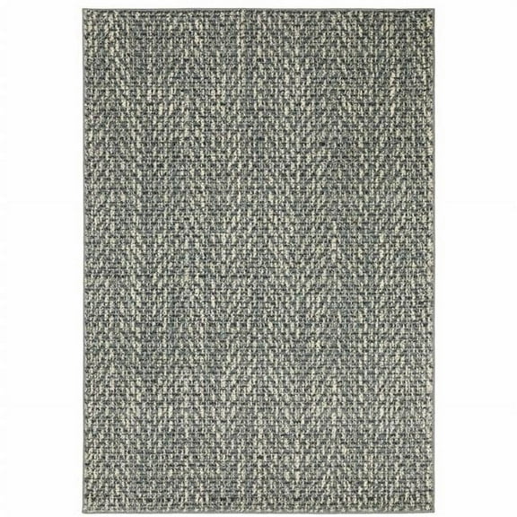 10' X 13' Blue Ivory Grey And Light Blue Geometric Power Loom Stain Resistant Area Rug
