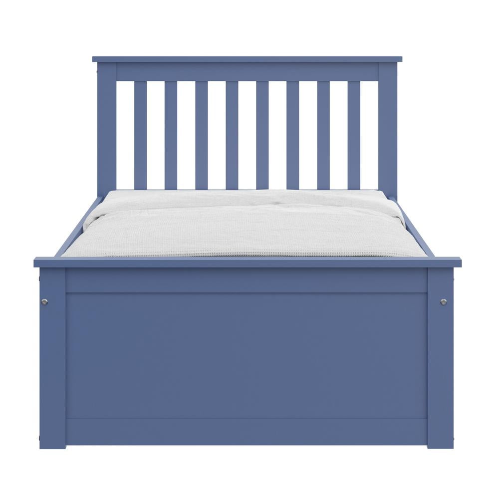 HomeRoots Blue Solid Wood Twin Bed With Pull Out Trundle — free download