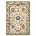 thumbnail image 1 of 3' X 5' Ivory Green Blues Pink Yellow Rust Brown Tan And Grey Oriental Power Loom Stain Resistant Area Rug With Fringe, 1 of 10