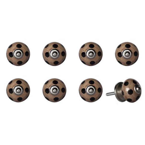 HomeRoots 544443 Brown & Black Ceramic & Metal Drawer Pull Knobs - Set of 8