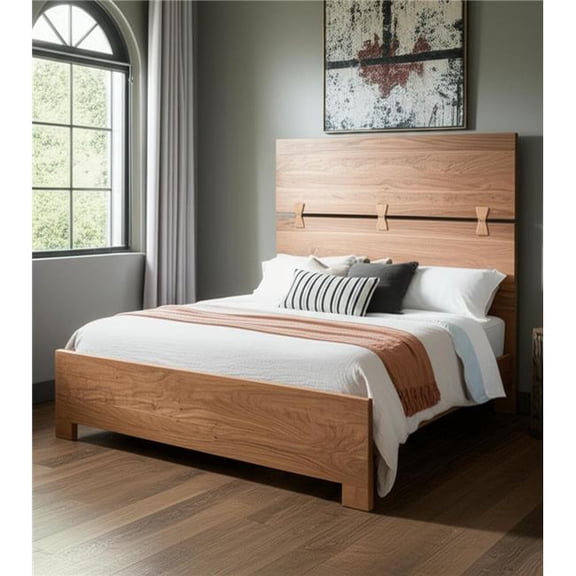 HomeRoots 604631 Brown Live Edge Bow Joint Solid Wood Queen Bed Frame