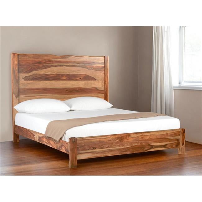 HomeRoots 552252 Brown Live Edge Solid Wood King Size Bed Frame