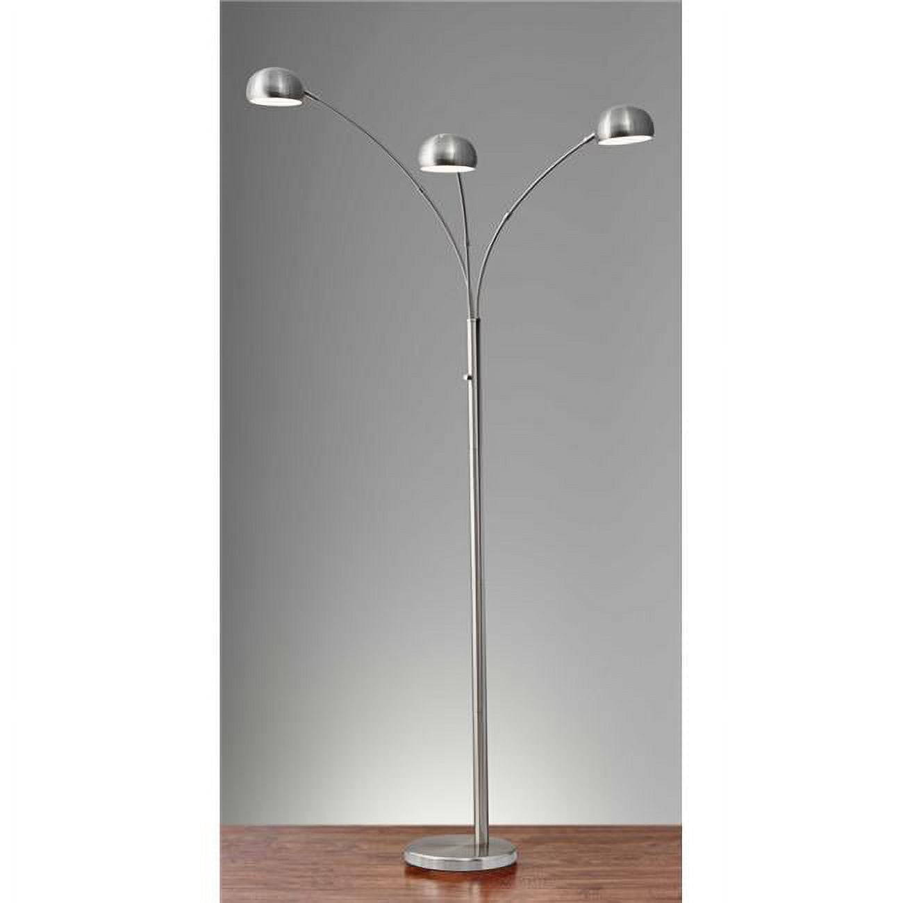Sleek Silver Steel Arc Floor Lamp with Adjustable Orb Shades