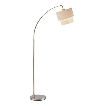 HomeRoots Brushed Steel Metal Floor Lamp with Adjustable Arc