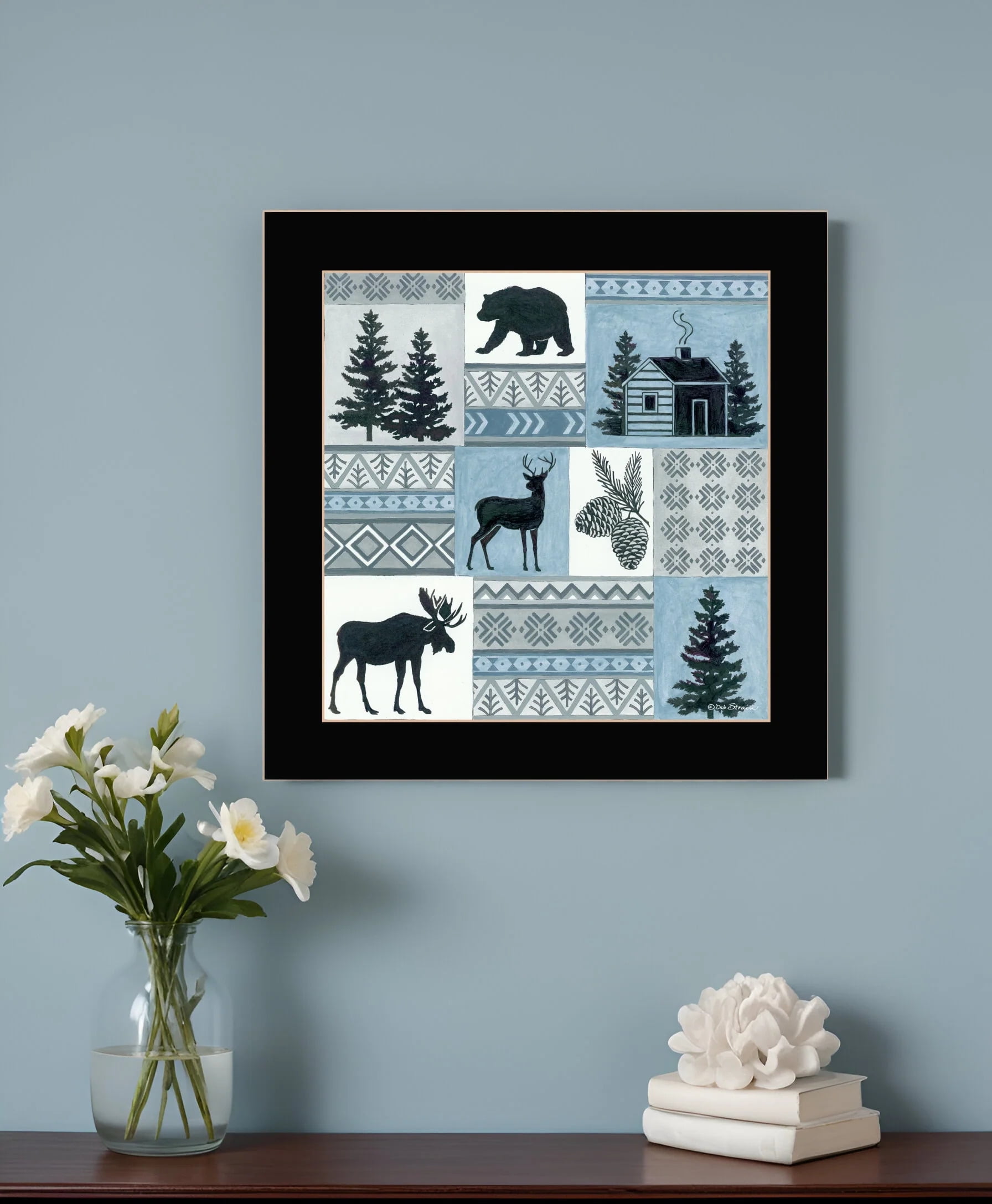 Black Framed Rustic Cabin and Forest Print Wall Art