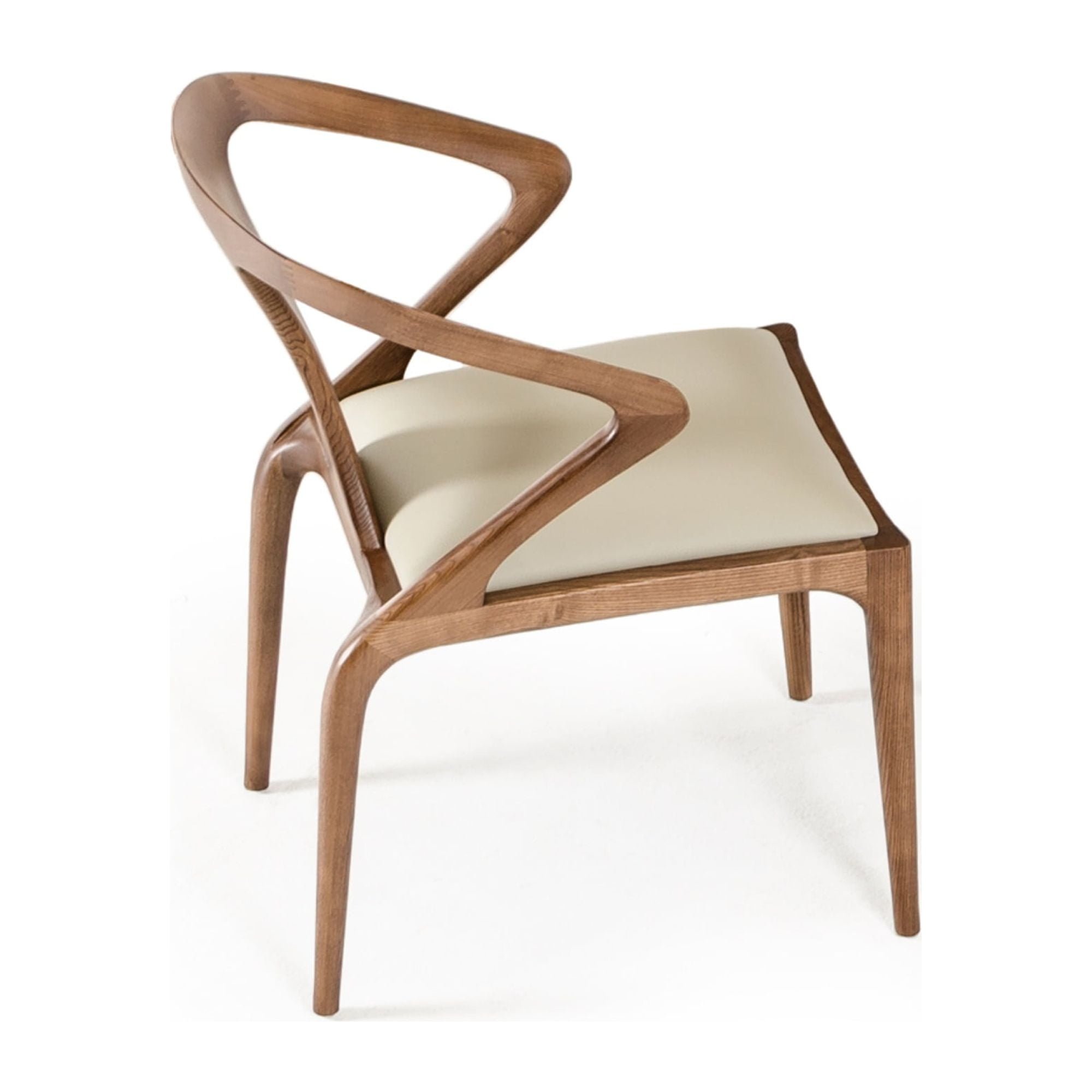 White Faux Leather and Wood Dining Chair