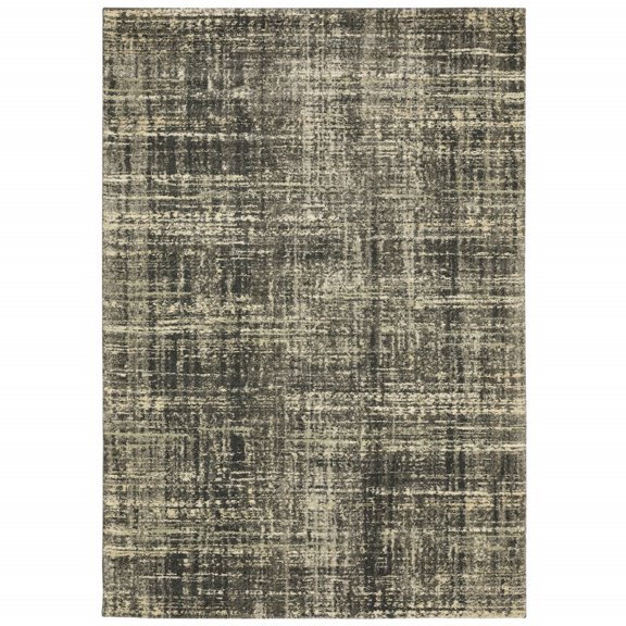 HomeRoots Charcoal Grey Beige And Tan Abstract Power Loom Stain Resistant Area Rug