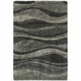 thumbnail image 1 of 8' X 11' Charcoal Silver And Grey Abstract Shag Power Loom Stain Resistant Area Rug, 1 of 5