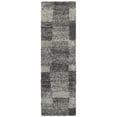 thumbnail image 1 of 2' X 8' Charcoal Silver And Grey Geometric Shag Power Loom Stain Resistant Runner Rug, 1 of 4