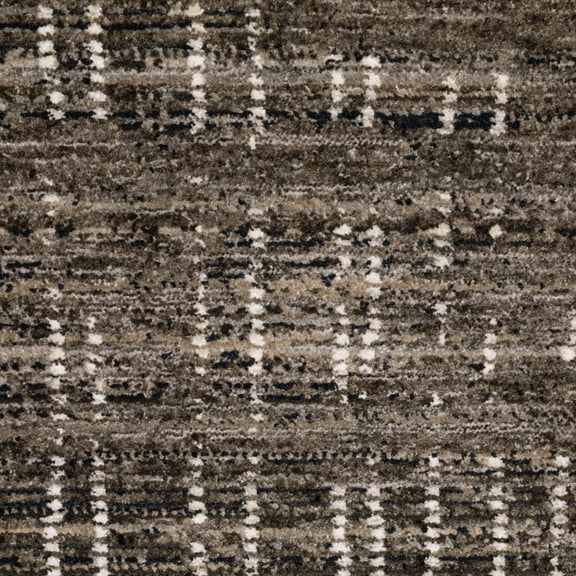 HomeRoots Charcoal Tan And Brown Abstract Power Loom Stain Resistant Runner Rug