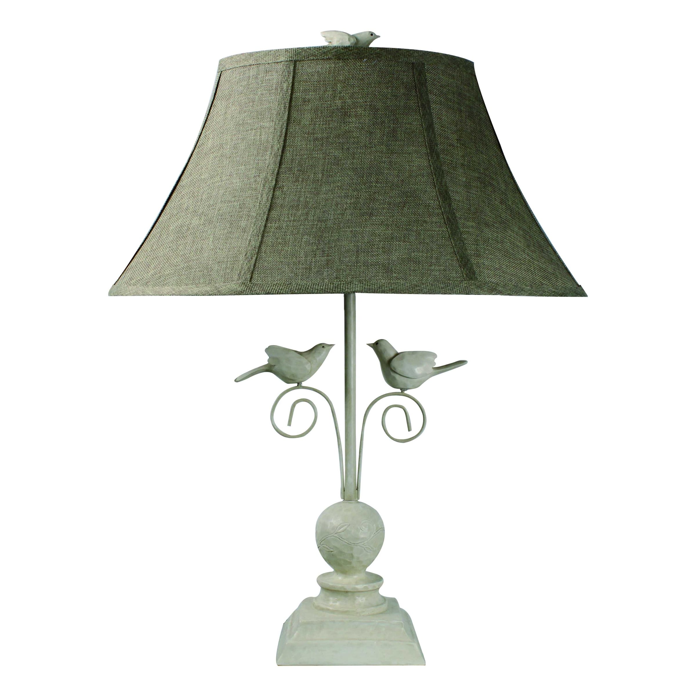 HomeRoots Cheerful White Table Lamp with 3D White Birds - 16 W x 7 D x 24 H