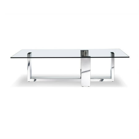HomeRoots Clear Glass Coffee Table - 59 x 28 x 16 in.