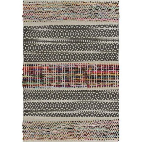 HomeRoots  Colorful Traditional Chindi Area Rug - Multi Color - 3' x 5'