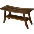 thumbnail image 1 of Compact Curvilinear Teak Shower Outdoor Bench With Shelf In Natural Finish, 1 of 5