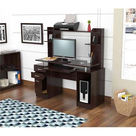 HomeRoots Credenza & Computer Work center with Hutch - Melamine & Engineered wood