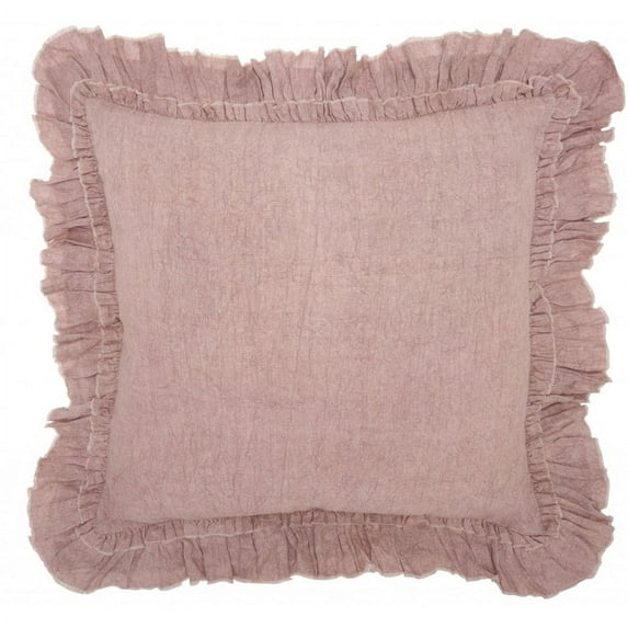 HomeRoots Dainty Ruffle Edged Throw Pillow Pink Specialty