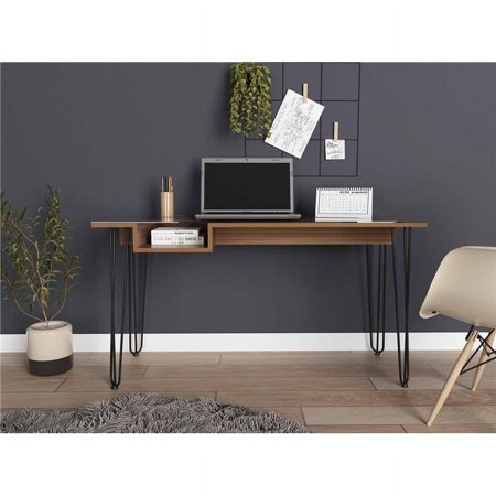 HomeRoots Deco Mahogany & Black Geometric Computer Desk
