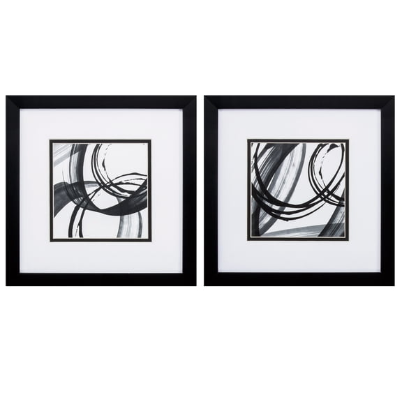 HomeRoots Decor 11-inch X 11-inch Silver Frame Black Rings (Set of 2)