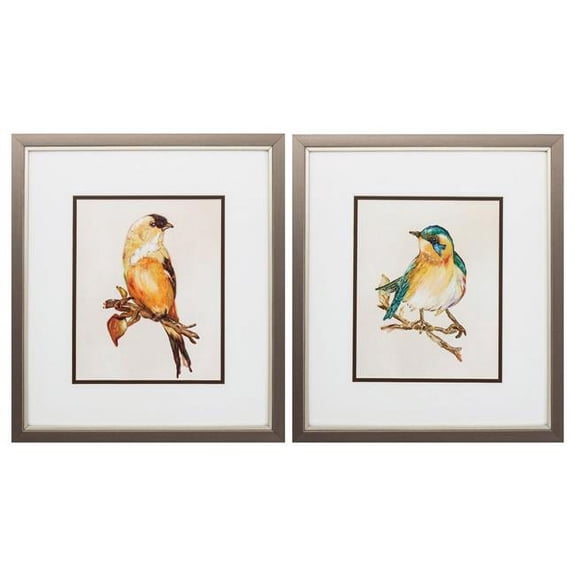 HomeRoots 14" X 16" Metallic Bronze Frame Eco Bird (Set of 2) 365239-Metallic Bronze
