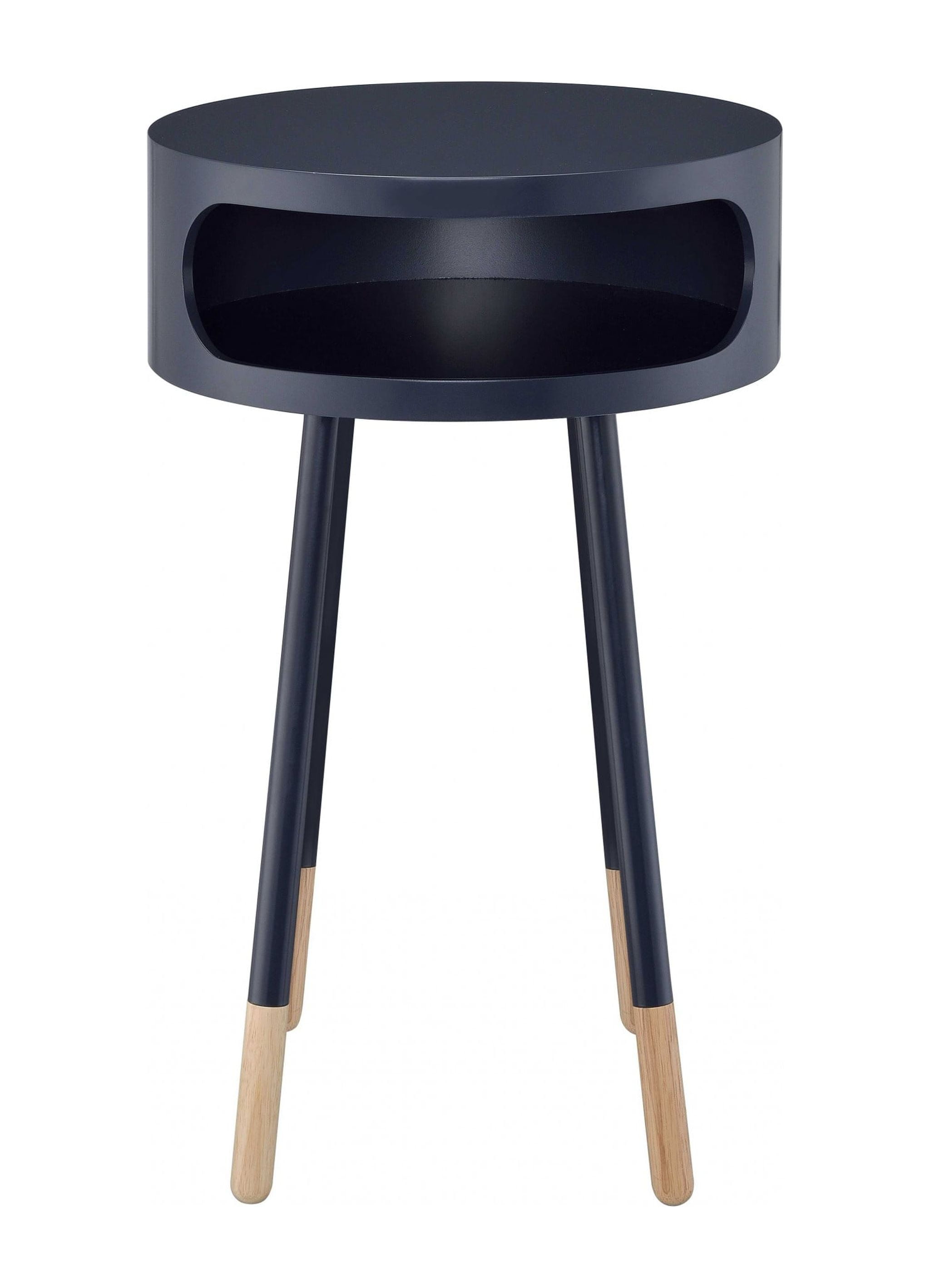 Sonria Retro Chic Black and Natural Round Wooden End Table