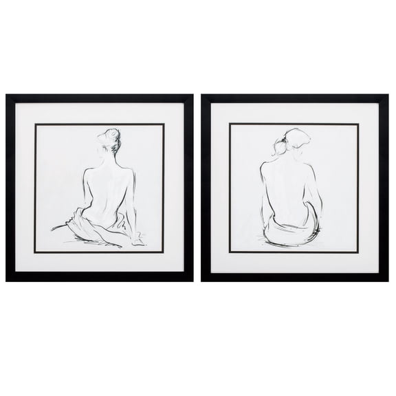 17" X 17" Silver Frame Poised Pose (Set of 2)