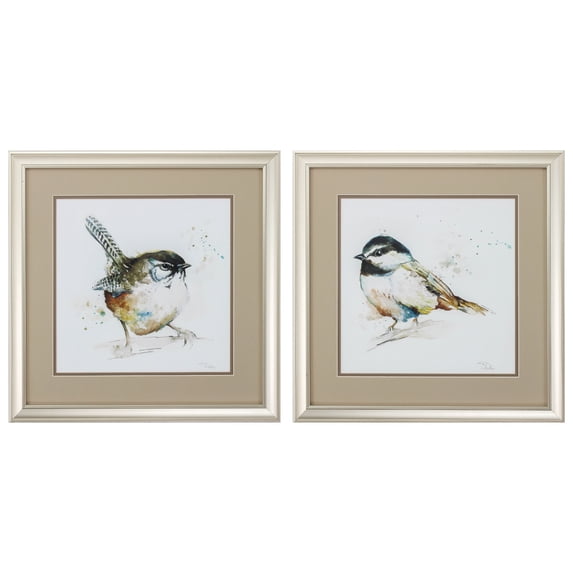 HomeRoots 18" X 18" Champagne Gold Color Frame Watercolor Mountain (Set of 2) 365260-Champagne Gold Color