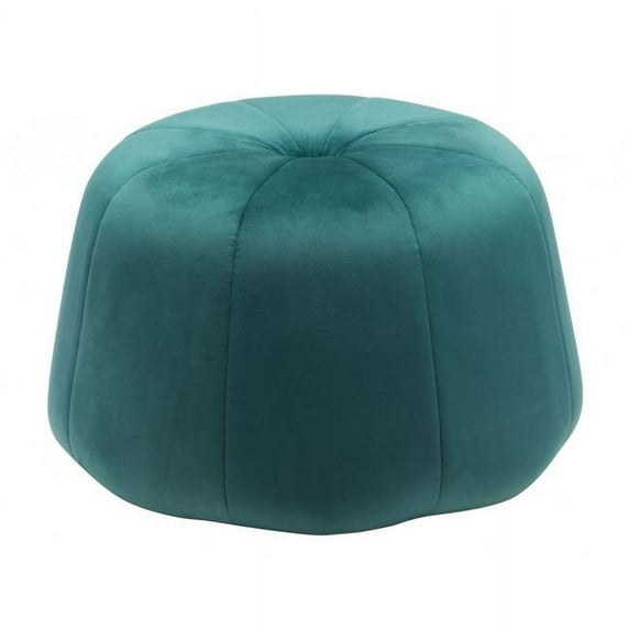 24.8" x 24.8" x 15.4" Green, Velvet, Wood, Ottoman