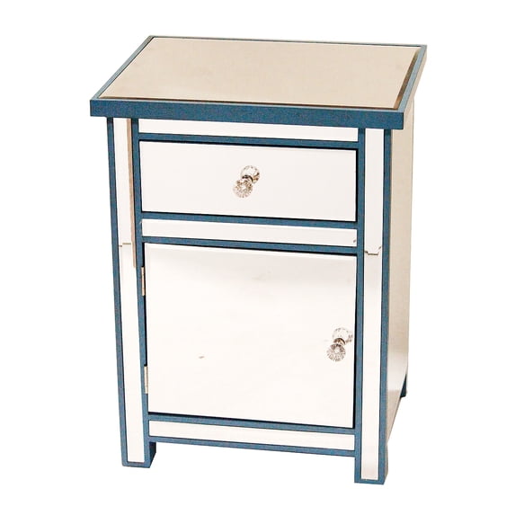 HomeRoots 294622 Emmy 1-Drawer 1-Door Mirrored Accent Cabinet