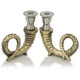 thumbnail image 1 of 3" x 6.5" x 7.5" Shiny Nickel Gold Candleholders Pair, 1 of 1