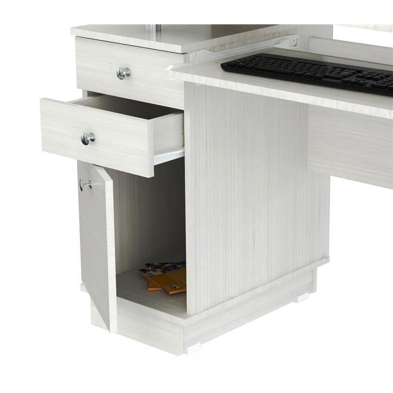 HomeRoots Decor 53.4-inch White Melamine and Engineered Wood Computer Desk with Hutch