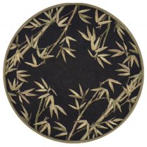 7'6" Round Wool Black Area Rug