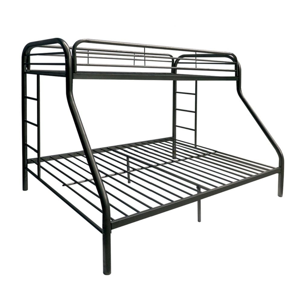 Home Roots Furniture 286573 60 x 78 x 54 in. Metal Tube Twin Full Bunk Bed - Black