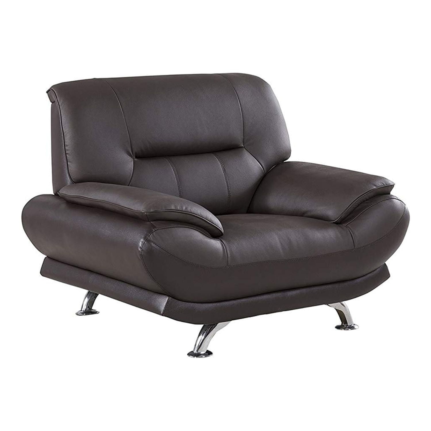 HomeRoots Decor Leather Upholstered Wooden Sofa Set with Pillow Top