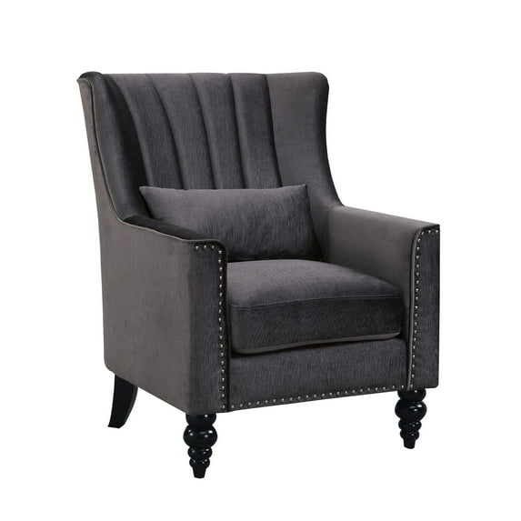 HomeRoots Decor Modern Style Study Chair with Seashell Tufting, Gray