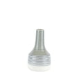 thumbnail image 1 of Benzara BM188061 Ribbed Patterned Ceramic Vase with Elongated Neck, White and Gray, 1 of 1